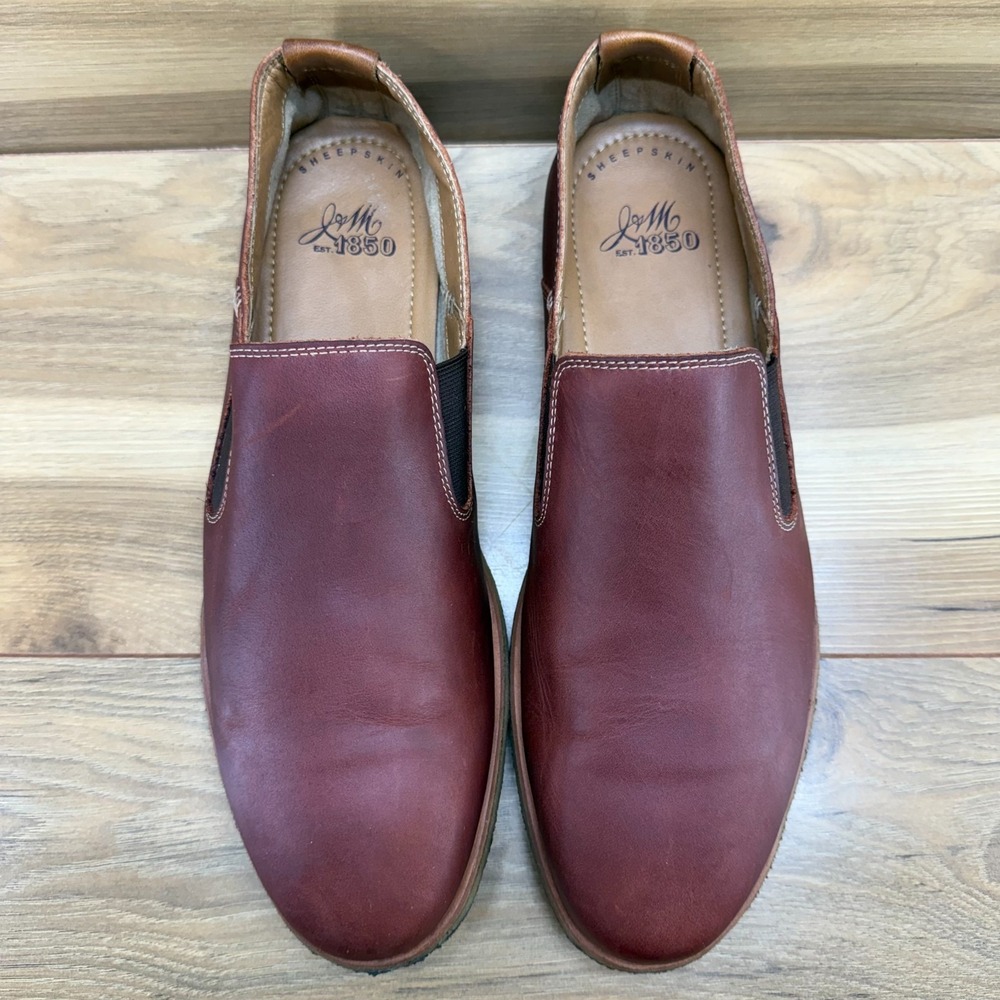 Johnston Murphy Slip On Loafers Mens 10.5 M Reddish Brown Crepe Gum Soles